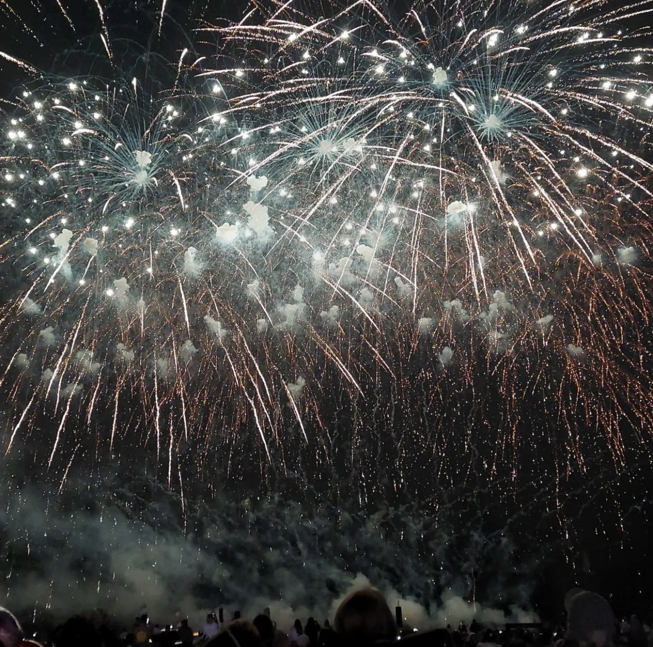 Panoramic pyro show choreographed to Halloween music